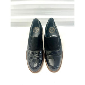 Meandher Black Patent Italian Leather Casual Slip on Loafers Women Size 40/9.5